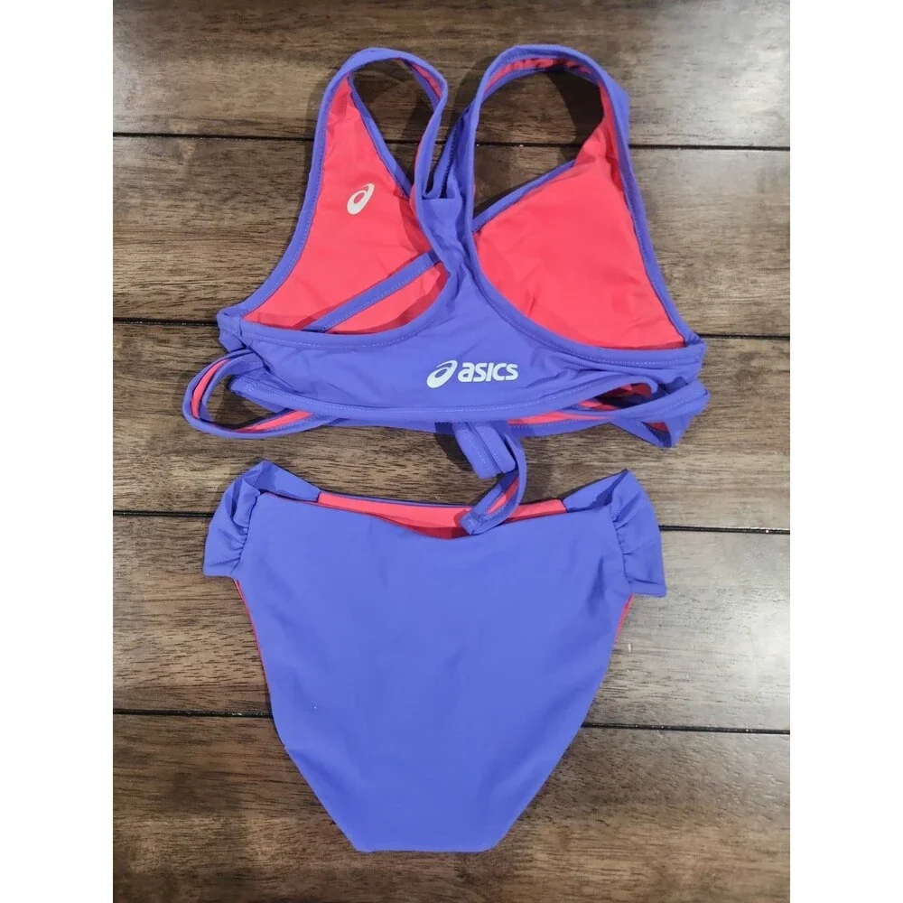 NEW Asics Keli Reversible Bikini Top & Bottom Sz S Beach Volleyball Purple Coral